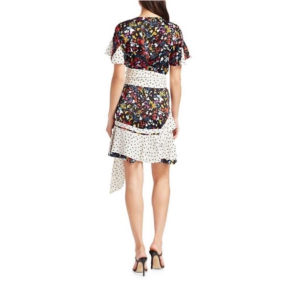 Tanya Taylor Bianka Combo Silk Wrap Dress Size 4 New with Tags - Picture 3 of 14